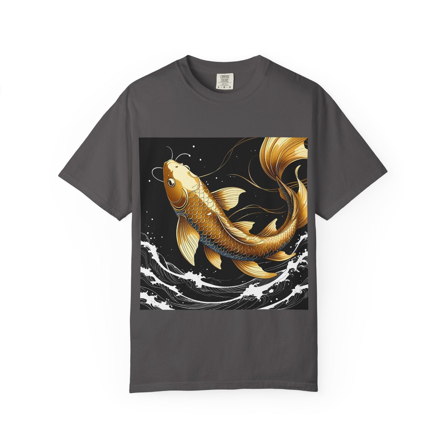 Golden Koi T-Shirt, Unisex Fish Tee, Unique Graphic Shirt, Casual Wear, Gift for Nature Lovers, Eco-Friendly Clothing