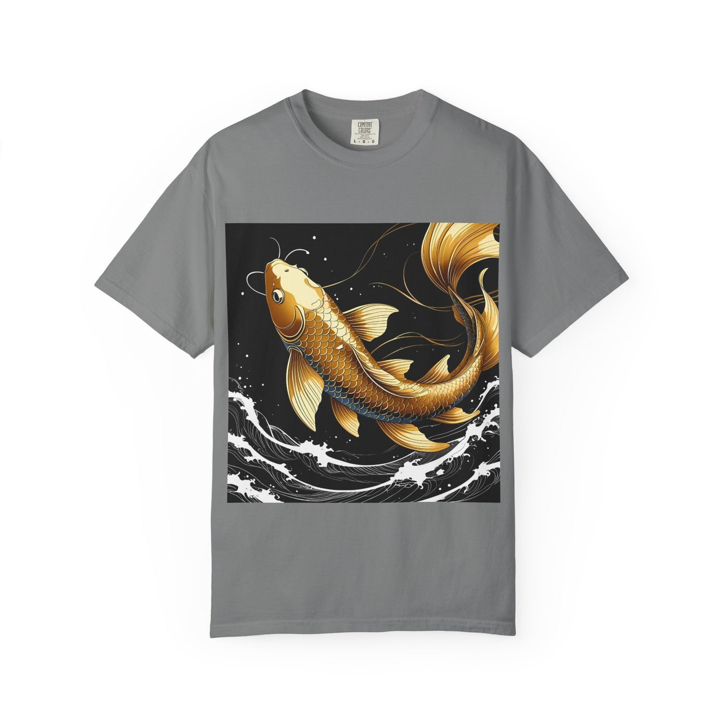 Golden Koi T-Shirt, Unisex Fish Tee, Unique Graphic Shirt, Casual Wear, Gift for Nature Lovers, Eco-Friendly Clothing