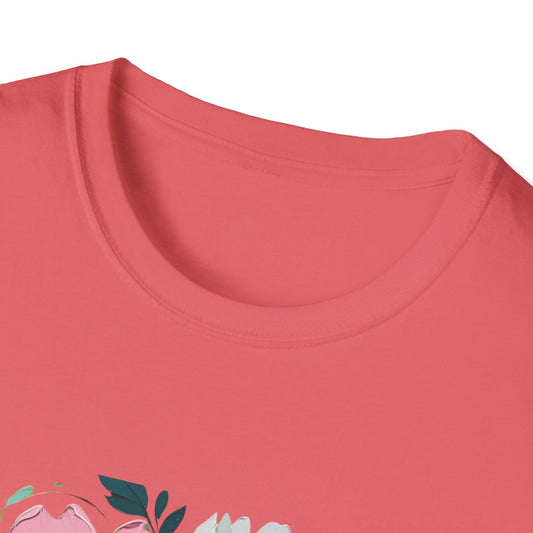Floral Design Unisex Softstyle T-Shirt | Boho Vibe, Perfect for Casual Outings, Yoga, Gift for Her, Spring/Summer Wear, Trendy Graphic Tee