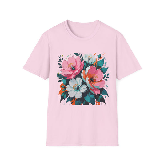 Floral Unisex Softstyle T-Shirt | Casual Wear, Gifts for Her, Cozy Summer Vibe, Birthday Presents, Boho Style