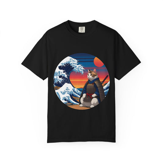 Cat Samurai T-Shirt, Unisex Tee, Anime-Inspired Shirt, Gift for Cat Lovers, Unique Graphic T-Shirt, Casual Wear