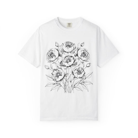 Floral Sketch Unisex T-Shirt, Boho Tee, Gift for Flower Lovers, Casual Wear, Spring Fashion, Eco-Friendly Apparel