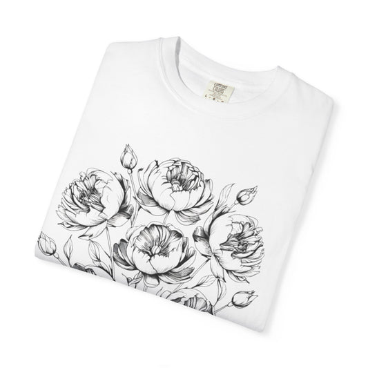 Floral Sketch Unisex T-Shirt, Boho Tee, Gift for Flower Lovers, Casual Wear, Spring Fashion, Eco-Friendly Apparel