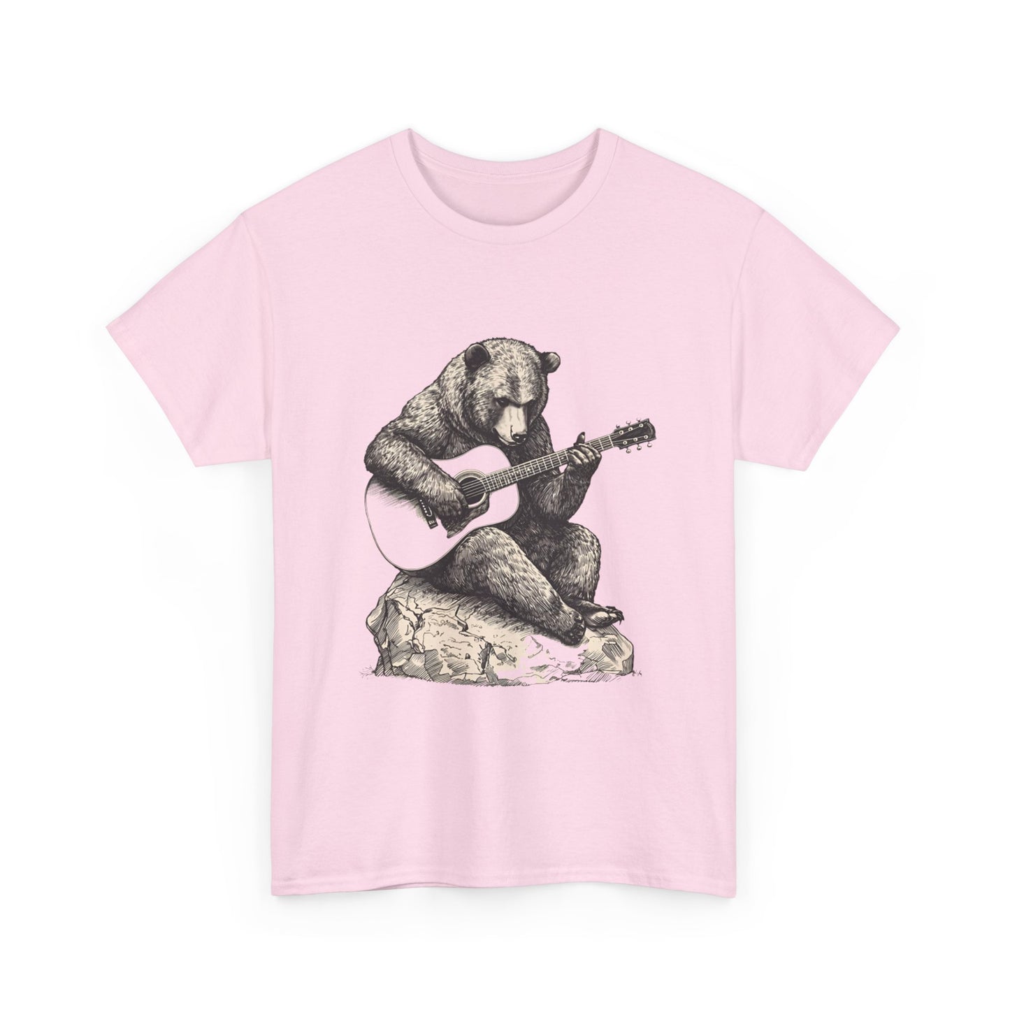Bear Guitar Unisex Heavy Cotton Tee - Cute Animal Shirt