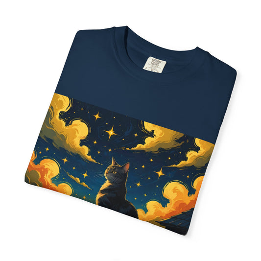 Night Owl Cat T-Shirt - Vintage Style, Cozy Tee for Cat Lovers, Perfect Gift for Pet Owners, Unisex, Comfy Casual Wear, Birthday Gift