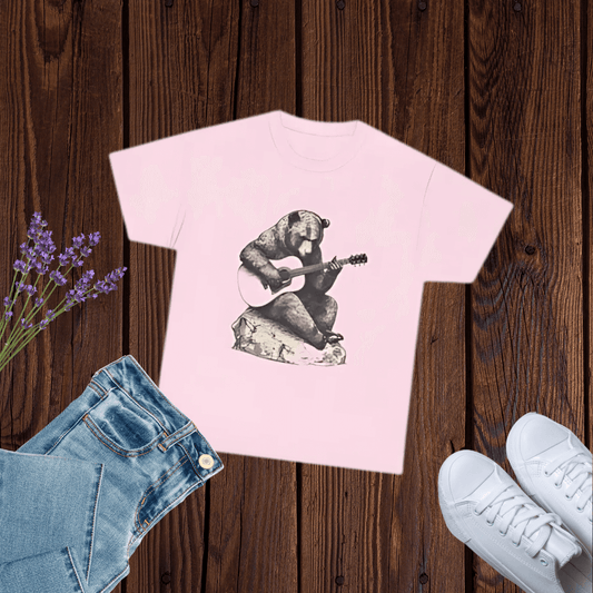 Bear Guitar Unisex Heavy Cotton Tee - Cute Animal Shirt