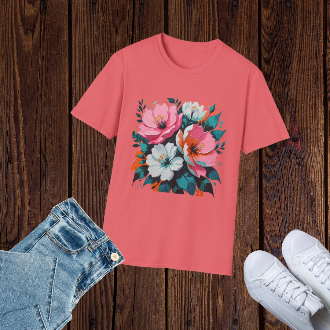 Floral Design Unisex Softstyle T-Shirt